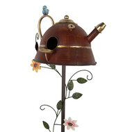 Clayre &amp; Eef | Tuinsteker Vogel Rood 27x24x147 cm | 5Y1286