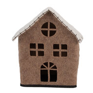 Clayre &amp; Eef | Vilten Huis Bruin Wit 17x9x19 cm | 66305