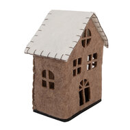 Clayre &amp; Eef | Vilten Huis Bruin Wit 17x9x19 cm | 66305