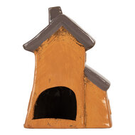 Clayre &amp; Eef | Decoratie Huisje Oranje Grijs 16x11x22 cm | 6CE2190