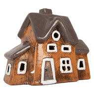 Clayre &amp; Eef | Decoratie Huisje Oranje Grijs 20x11x16 cm | 6CE2201