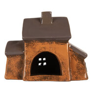 Clayre &amp; Eef | Decoratie Huisje Oranje Grijs 20x11x16 cm | 6CE2201