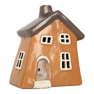 Clayre &amp; Eef | Decoratie Huisje Oranje Grijs 18x13x20 cm | 6CE2204