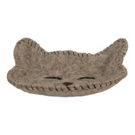 Clayre &amp; Eef | Vilten schaal Kat Grijs Bruin 15x16x4 cm | 66301