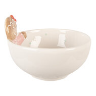 Clayre &amp; Eef | Serveerschaaltje Wit Roze 18x17x12 cm / 700 ml | 6CE2216