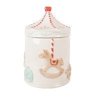 Clayre & Eef | Voorraadpot Deksel Wit Bruin ø 15x22 cm | 6CE2218