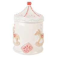 Clayre & Eef | Voorraadpot Deksel Wit Bruin ø 15x22 cm | 6CE2218