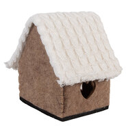 Clayre &amp; Eef | Vilten Huis Bruin Wit 13x10x13 cm | 66306