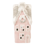 Clayre & Eef | Decoratie Huisje Roze Grijs LED 11x10x24 cm | 6CE2220P