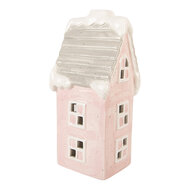 Clayre & Eef | Decoratie Huisje Roze Grijs LED 11x10x24 cm | 6CE2220P