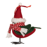Clayre &amp; Eef | Decoratie beeld Vogel Rood Zwart 11x7x12 cm | 66339