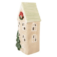 Clayre &amp; Eef | Decoratie Huisje Beige Groen 9x8x20 cm | 6CE2221