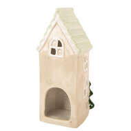 Clayre &amp; Eef | Decoratie Huisje Beige Groen 9x8x20 cm | 6CE2221