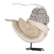 Clayre & Eef | Decoratie beeld Vogel Wit Beige 11x7x12 cm | 66340