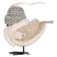 Clayre & Eef | Decoratie beeld Vogel Wit Beige 11x7x12 cm | 66340