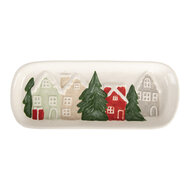 Clayre &amp; Eef | Serveerschaal Wit Groen 30x12x3 cm | 6CE2223