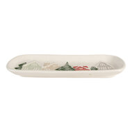 Clayre &amp; Eef | Serveerschaal Wit Groen 30x12x3 cm | 6CE2223