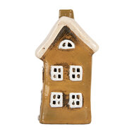 Clayre &amp; Eef | Decoratie Huisje Bruin Beige 8x7x14 cm | 6CE2183