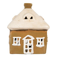 Clayre &amp; Eef | Decoratie Huisje Bruin Beige 12x9x14 cm | 6CE2184