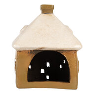 Clayre &amp; Eef | Decoratie Huisje Bruin Beige 12x9x14 cm | 6CE2184