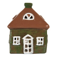 Clayre &amp; Eef | Decoratie Huisje Groen Bruin 12x9x14 cm | 6CE2185