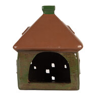 Clayre &amp; Eef | Decoratie Huisje Groen Bruin 12x9x14 cm | 6CE2185