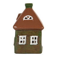 Clayre &amp; Eef | Decoratie Huisje Groen Bruin 12x9x14 cm | 6CE2185