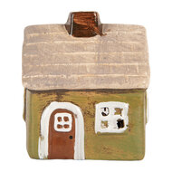 Clayre &amp; Eef | Decoratie Huisje Groen Beige 8x7x10 cm | 6CE2186