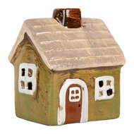 Clayre &amp; Eef | Decoratie Huisje Groen Beige 8x7x10 cm | 6CE2186