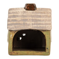 Clayre &amp; Eef | Decoratie Huisje Groen Beige 8x7x10 cm | 6CE2186