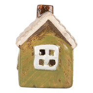 Clayre &amp; Eef | Decoratie Huisje Groen Beige 8x7x10 cm | 6CE2186