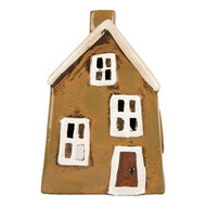 Clayre &amp; Eef | Decoratie Huisje Bruin Beige 12x8x18 cm | 6CE2187