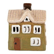 Clayre &amp; Eef | Decoratie Huisje Groen Beige 11x7x13 cm | 6CE2188