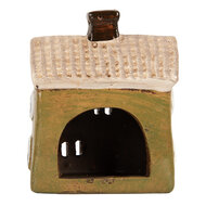Clayre &amp; Eef | Decoratie Huisje Groen Beige 11x7x13 cm | 6CE2188