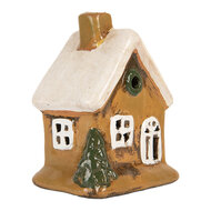 Clayre &amp; Eef | Decoratie Huisje Bruin Beige 9x7x11 cm | 6CE2189