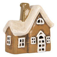 Clayre &amp; Eef | Decoratie Huisje Bruin Beige 13x7x13 cm | 6CE2192