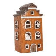 Clayre &amp; Eef | Decoratie Huisje Oranje Grijs 20x15x34 cm | 6MG0124