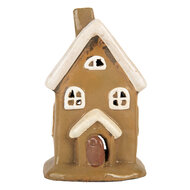 Clayre &amp; Eef | Decoratie Huisje Bruin Beige 10x10x16 cm | 6CE2195