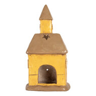 Clayre &amp; Eef | Decoratie Huisje Geel Bruin 23x17x43 cm | 6MG0127