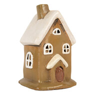 Clayre &amp; Eef | Decoratie Huisje Bruin Beige 10x10x16 cm | 6CE2195
