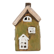 Clayre &amp; Eef | Decoratie Huisje Groen Beige 9x7x15 cm | 6CE2196
