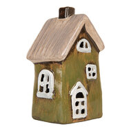 Clayre &amp; Eef | Decoratie Huisje Groen Beige 9x7x15 cm | 6CE2196