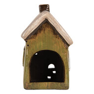 Clayre &amp; Eef | Decoratie Huisje Groen Beige 9x7x15 cm | 6CE2196