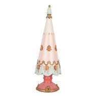 Clayre &amp; Eef | Kerstdecoratie Kerstboom Roze Wit &oslash; 10x30 cm | 6PR5399