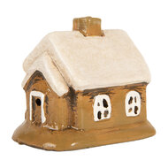 Clayre &amp; Eef | Decoratie Huisje Bruin Beige 9x7x9 cm | 6CE2198