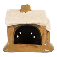 Clayre &amp; Eef | Decoratie Huisje Bruin Beige 9x7x9 cm | 6CE2198