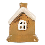 Clayre &amp; Eef | Decoratie Huisje Bruin Beige 9x7x9 cm | 6CE2198