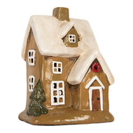 Clayre &amp; Eef | Decoratie Huisje Bruin Beige 15x12x20 cm | 6CE2200