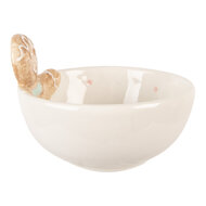 Clayre &amp; Eef | Serveerschaaltje Wit Bruin &oslash; 13x9 cm / 250 ml | 6CE2217