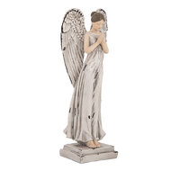 Clayre & Eef | Decoratie Engel Wit Grijs 9x8x23 cm | 6PR5634